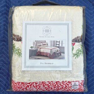 NIP Modern Southern Home Poinsettia Quilted Embroidered Full Bedspread 96 X 110